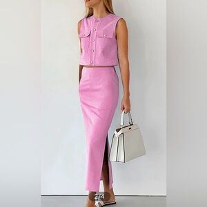 Commense Vest and Skirt Set in Light Pink Size M